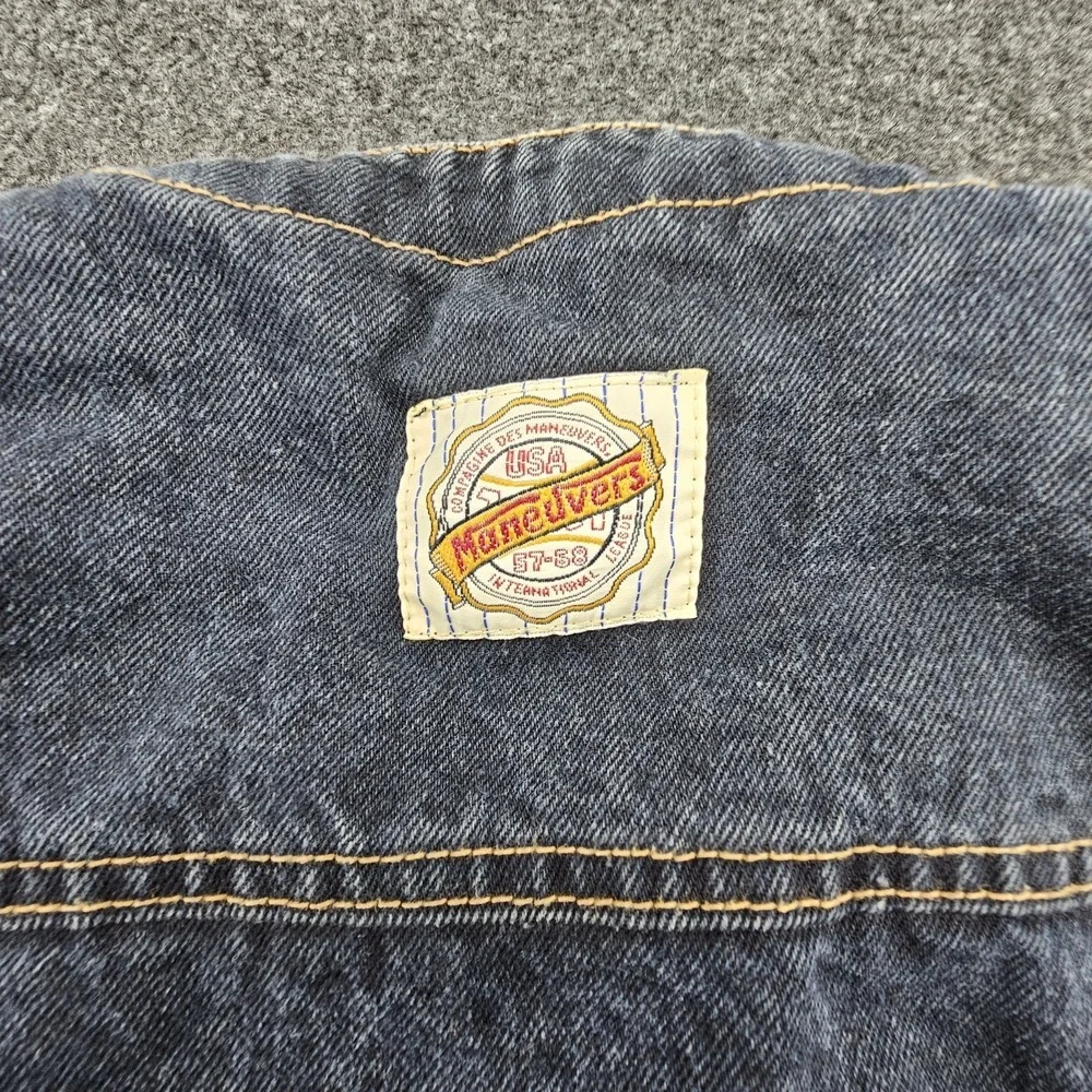 Vintage Maneuvers Sports Denim Jean‎ Faux Layered Vest Jacket Short Sleeve XL
